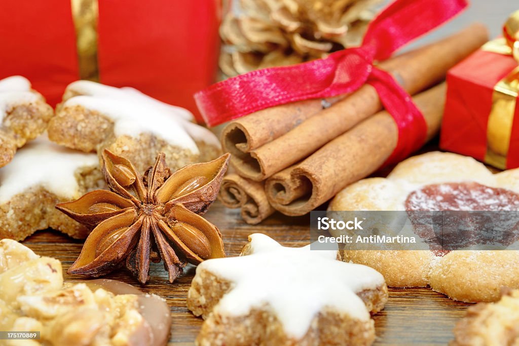 close up of Christmas cookies Anise Stock Photo