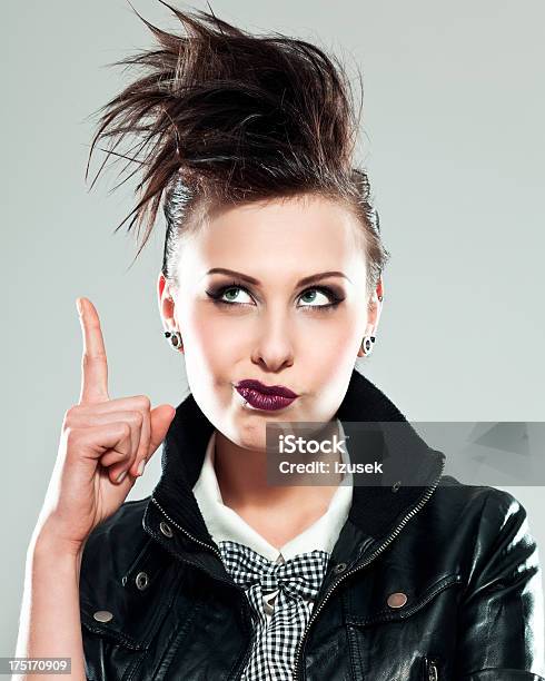 Punk Girl Portrait Stock Photo - Download Image Now - Displeased, Looking Up, Women