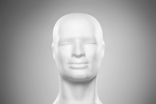 Photography of a styrofoam head.