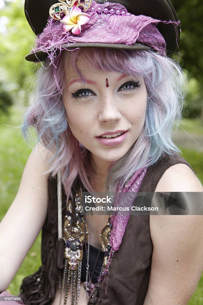 Stylish hippy woman portrait Pretty Hippie girl in hat. light and airy daylight mood.shallow depth of field.Festival fashion. Adolescence Stock Photo