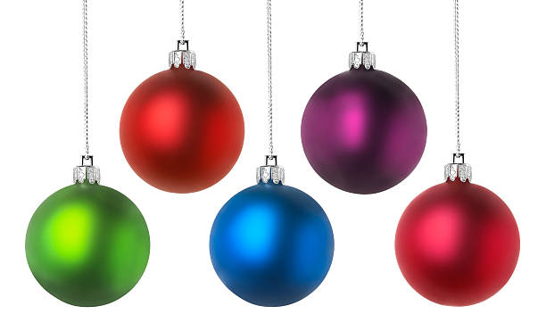 istock Isolated image of five Christmas balls on white 175171829