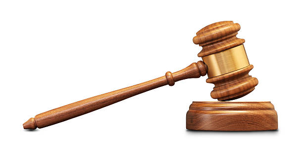 istock Wooden gavel isolated on white 175171875