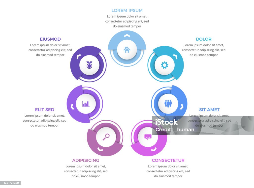 Seven Elements Example Circle Diagram Template Seven Elements Stock Illustration - Download ...
