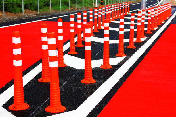 istock red plastic traffic cones install on traffic lines area warning driver on road be careful 1751725281