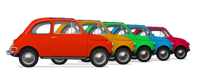 Classic car isolated in 5 colors.