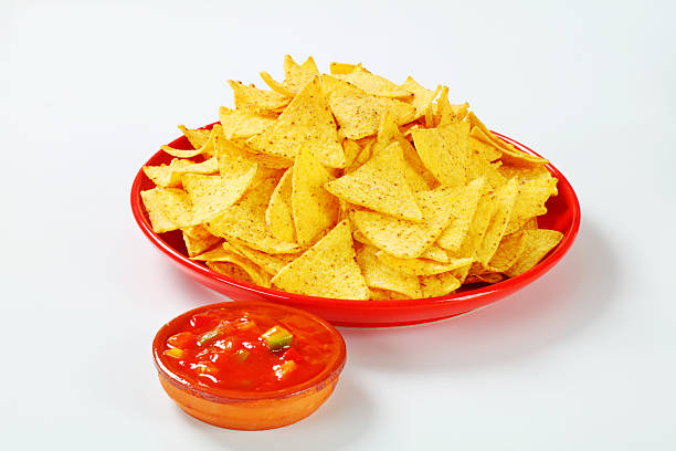 istock Nachos on a red plate with salsa dip 175172703