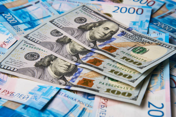 istock Dollar and Ruble money background, close-up 1751728702