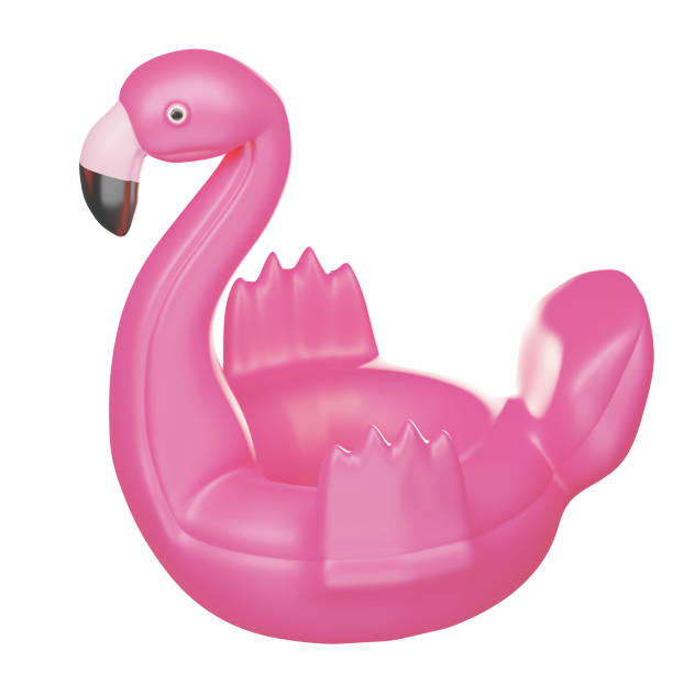 istock swimming ring flamingo Summerl 3d realistic render icon isolated on white background . Clipping path. 1751729295