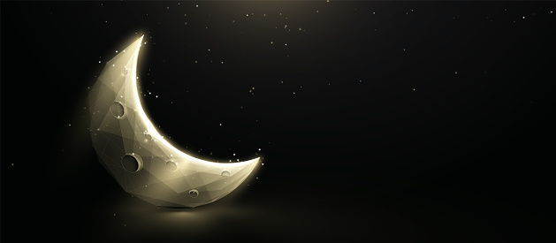 Cresent Polygon Elegant Crescent Moon Polygon Line Texture Luxury Banner Wireframe Low ...