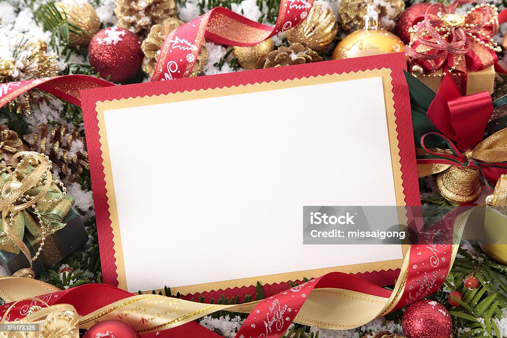 Weihnachtskarte mit Dekoration - Lizenzfrei Einladungskarte Stock-Foto