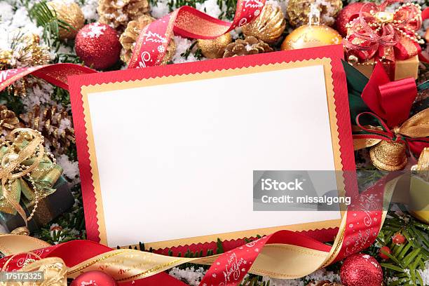 Weihnachtskarte Mit Dekoration Stockfoto und mehr Bilder von Einladungskarte - Einladungskarte, Weihnachten, Band