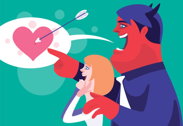 evil businessman embracing woman and pointing heart with arrow vector illustration of evil businessman embracing woman and pointing heart with arrow lying friends quotes stock illustrations