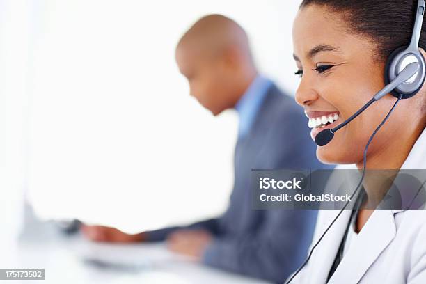 Hard At Work In The Callcentre Stock Photo - Download Image Now - Adult, Adults Only, African Ethnicity