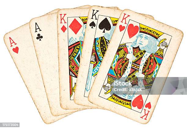 풀 하우스손 카드 카드-여가활동 게임에 대한 스톡 사진 및 기타 이미지 - 카드-여가활동 게임, 국왕, 에이스