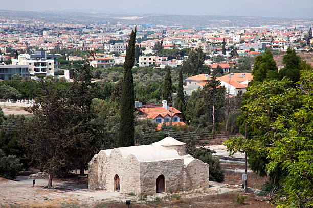 View of Cyprus city from height. stock photo