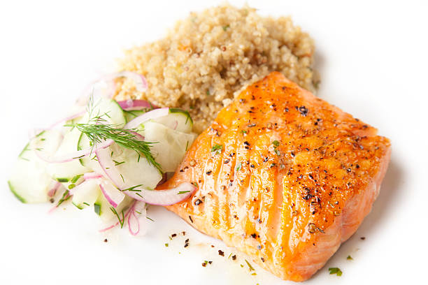 istock Seared Salmon and Quinoa with Cucumber Salad 175173683