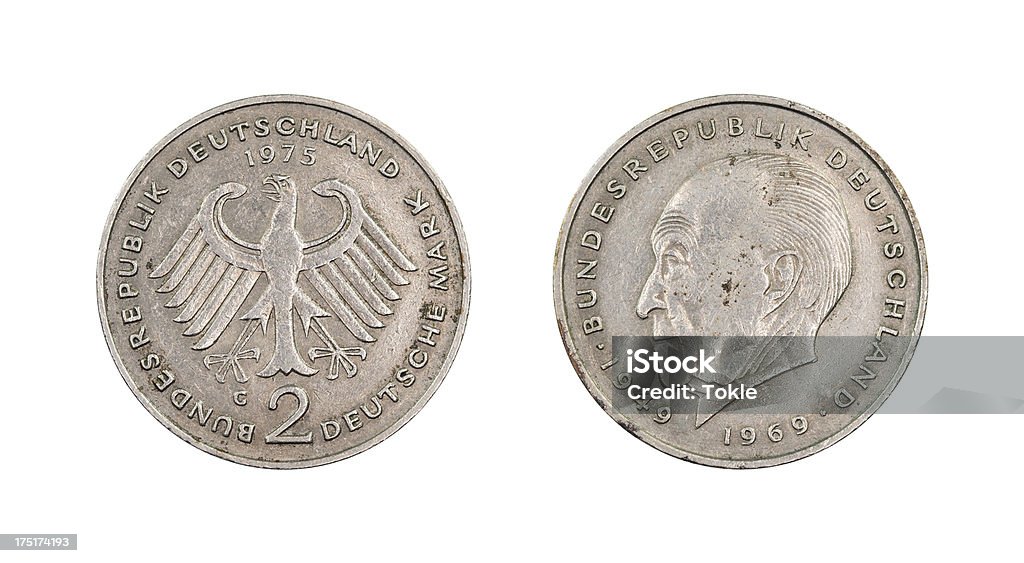 Zwei Mark-Münze, Deutschland, 1975 - Lizenzfrei Deutsche Mark-Symbol Stock-Foto