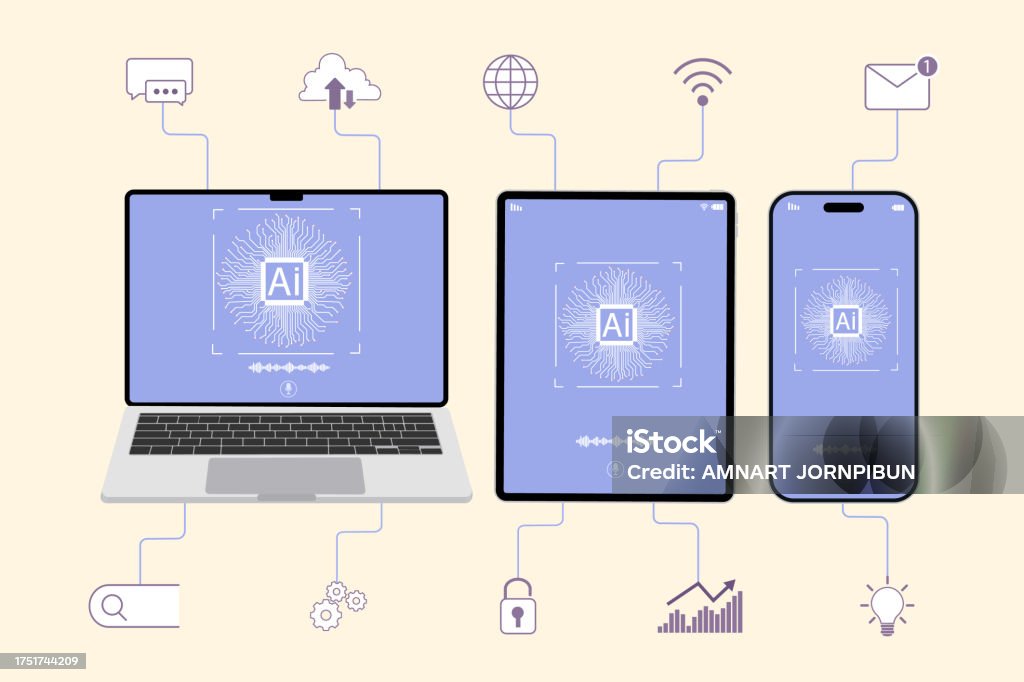 Ai Computer Tablet Design Artificial Intelligence Technological In Device Laptop Computer Tablet ...