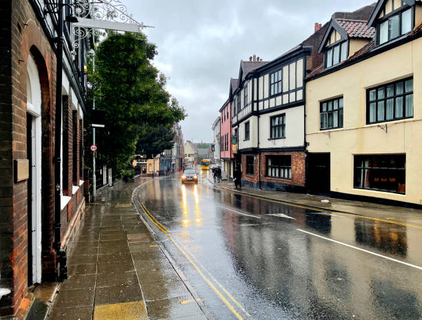 istock Norwich street on a rainy day 1751747090