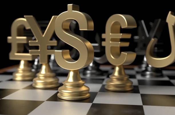 istock Global financial chess game - closeup view 3d illustration 1751749338