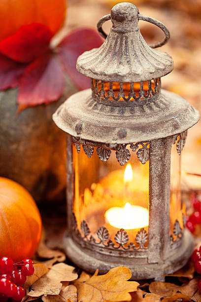 istock Lantern in an autumn leaves 175175105