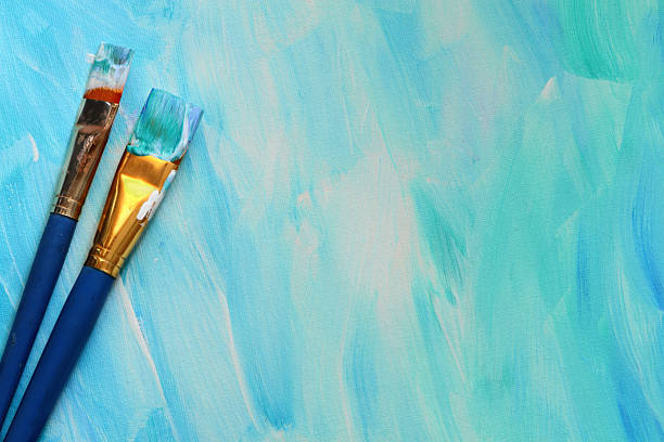 краски кисти с окрашенными фон - fine art painting oil paint oil painting paintbrush стоковые фото и изображения