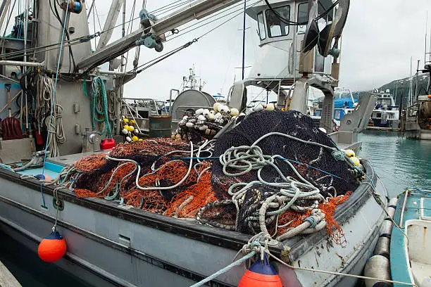 "Seward,Alaska,Fishing ship with fishingnets"