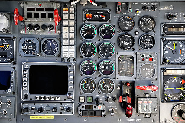 istock Center Instruments Panel of Vintage Airliner 175175654