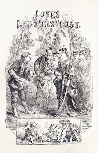 Shakespeare - Love's Labours Lost 19th Century EngravingLove's Labours Lost engraving william shakespeare art painted image stock illustrations