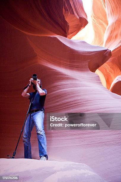 Photographer In Antelope Canyon Stock Photo - Download Image Now - Arizona, Digital Camera, Handsome People