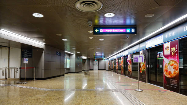 Singapore - Dec 15, 2015. Inside of subway station in Singapore. Singapore, referred to as the Lion City, the Garden City, is a sovereign city-state in Southeast Asia.