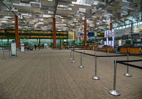 Modern airport control tower. No people.