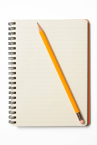 istock Blank spiral notebook with yellow pencil on white background 175176831