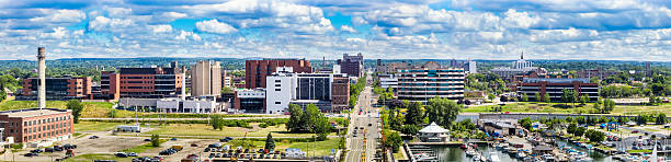 Erie Pennsylvania Panorama from Dobbins Landing Tower View of Erie Pennsylvania from Dobbins Landing Tower.I invite you to view some other Images from across Pennsylvania: lake erie stock pictures, royalty-free photos & images