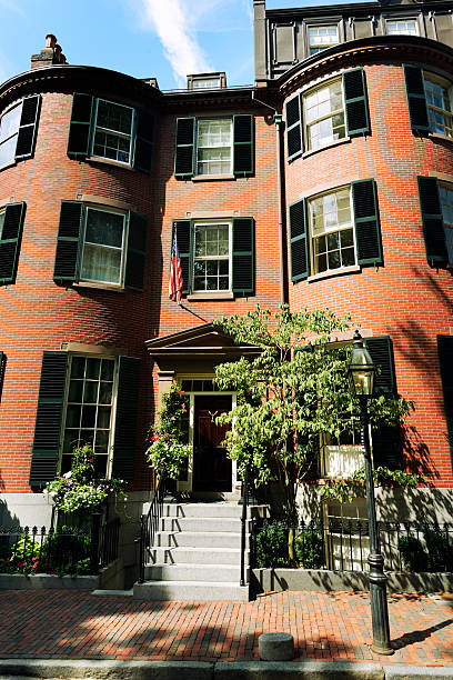 brownstone - boston back bay street house - fotografias e filmes do acervo