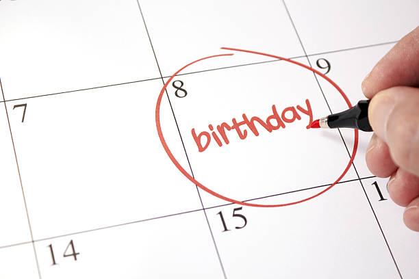 Birthday Red circle marked on a calendar Birthday calendar date circled stock pictures, royalty-free photos & images