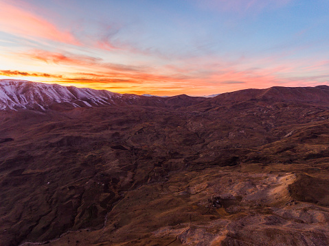 Sunset over of mountains.