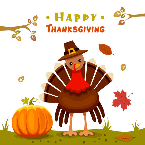 istock Thanksgiving Day card with Pilgrim Turkey and Pumpkin. 1751801889