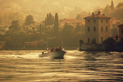 water taxi Lake Como - sepia/golden processing