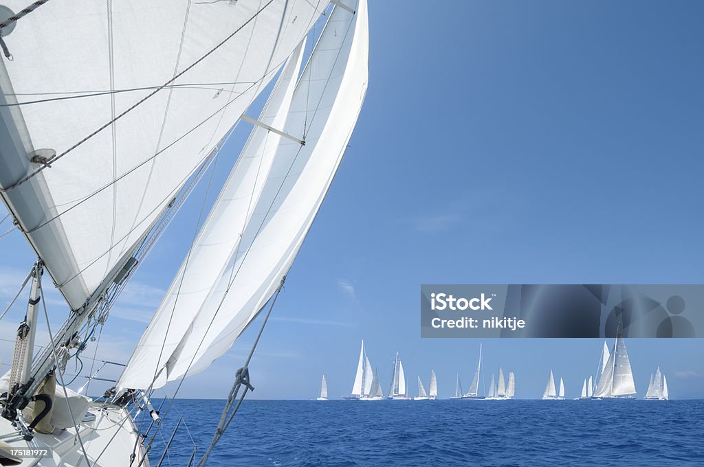 Sailing competition Sailboats during a regatta.  French Riviera Sailboat Stock Photo