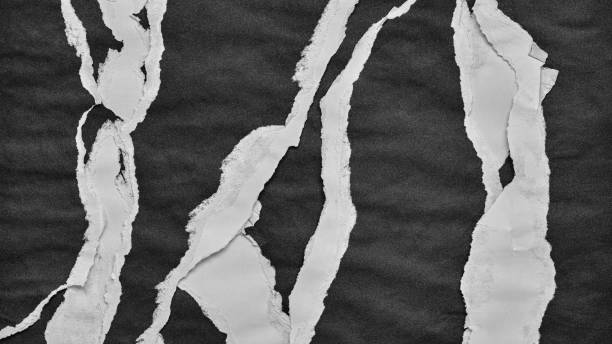 istock Black and White Torn Paper Collage Style, Ripped Paper Effect, Texture Abstract Background, Copy Space for Text. 1751821614