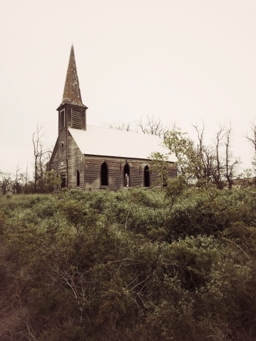 A spooky old church out on a country road. Taken with a Samsung Galaxy S2 phone.