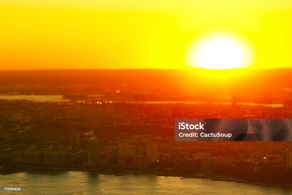 Hudson River bei Sonnenuntergang - Lizenzfrei Abenddämmerung Stock-Foto