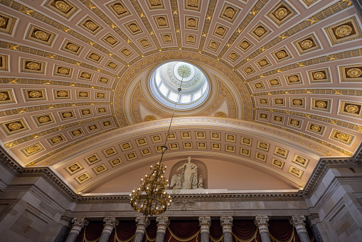 Ceiling and dome of the National Statuary Hall, in the United States Capitol, Washington DC, United States