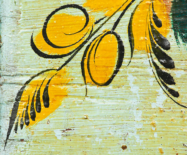 istock Antique yellow painted ornate flower motive. 175183477