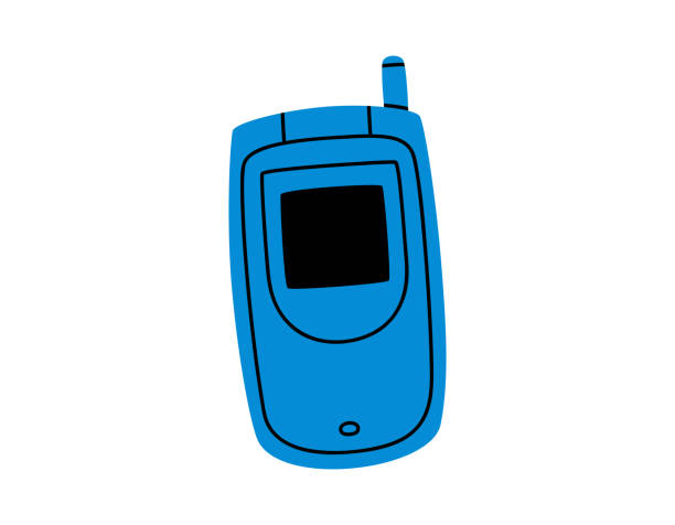 ilustrações, clipart, desenhos animados e ícones de retro celular fechado flip ilustração do telefone móvel - old mobile phone telephone obsolete