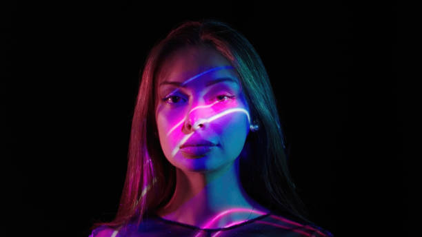 Abstract lights on a young woman