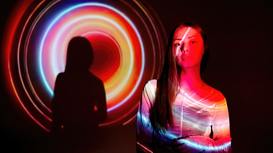 Abstract lights on a young woman.