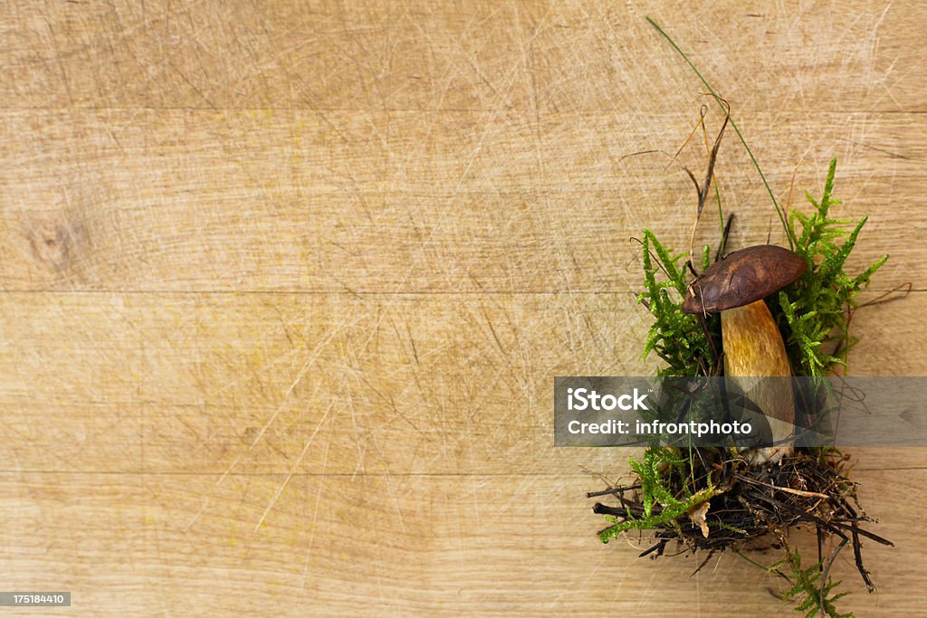 Cogumelo selvagem sobre uma tábua de corte de Madeira - Royalty-free Alimentação Saudável Foto de stock
