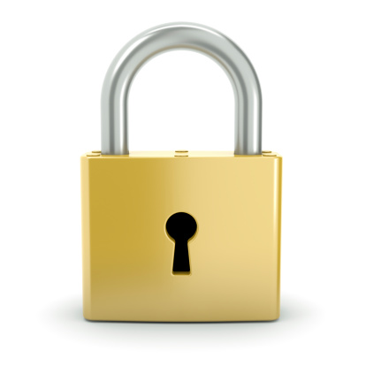 Padlock isolated on a white background.Could be a useful icon to represent security.This is a detailed 3d rendering.